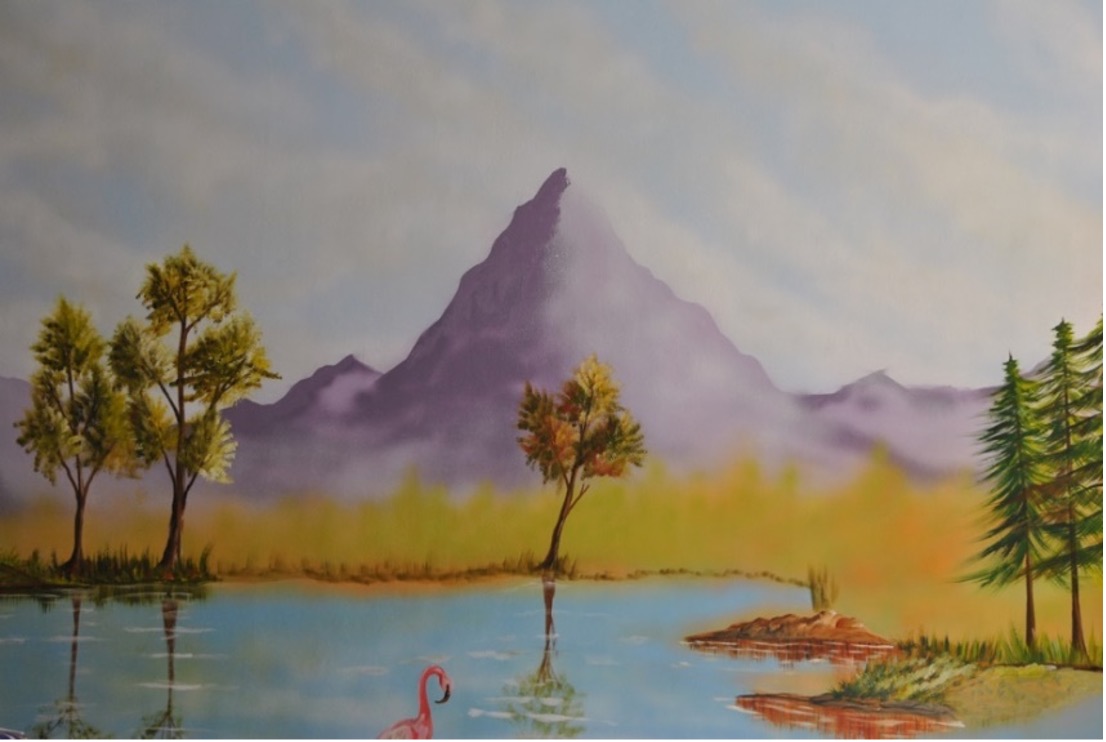 Omar o’Zayed - Peinture murale dans une école